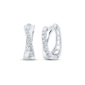 Splendid Jewellery's Diamond Brilliance White Gold Hoop Earrings Top view from the 10Kt White Gold Womens Round Diamond Hoop Earrings 1 6 Cttwpin212921 collection by Splendid Jewellery