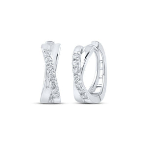 Earrings | 10kt White Gold Womens Round Diamond Hoop Earrings 1/6 Cttw | Splendid Jewellery GND