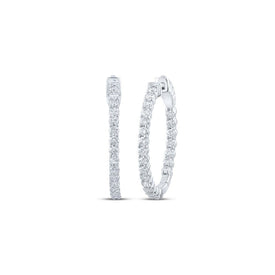 Dazzling Brilliance: 10kt White Gold Diamond Sparkle Hoop Earrings Top view from the 10Kt White Gold Womens Round Diamond Hoop Earrings 2 Cttwpin212988 collection by Splendid Jewellery