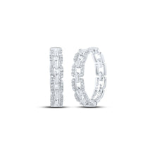 Load image into Gallery viewer, Dazzling Diamond Delight Hoop Earrings Top view from the 10Kt White Gold Womens Round Diamond Hoop Earrings 3 8 Cttwpin212975 collection by Splendid Jewellery