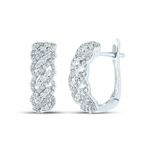 Load image into Gallery viewer, Dazzling Diamond Delight Hoop Earrings Top view from the 10Kt White Gold Womens Round Diamond Hoop Earrings 5 8 Cttwpin213002 collection by Splendid Jewellery
