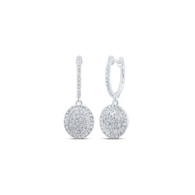 10kt White Gold Diamond Oval Dangle Hoop Earrings - Exquisite Elegance Top view from the 10Kt White Gold Womens Round Diamond Hoop Oval Dangle Earrings 5 8 Cttwpin230848 collection by Splendid Jewellery