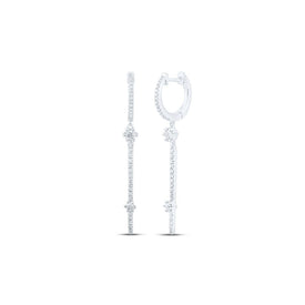 Diamond Brilliance: 10kt White Gold Womens Round Diamond Hoop Stick Dangle Earrings Top view from the 10Kt White Gold Womens Round Diamond Hoop Stick Dangle Earrings 1 2 Cttwpin230221 collection by Splendid Jewellery