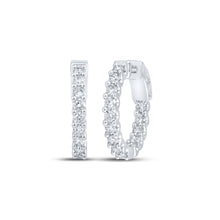 Load image into Gallery viewer, Radiant Brilliance: 10kt White Gold Womens Round Diamond In Out Hoop Earrings 2 Cttw Top view from the 10Kt White Gold Womens Round Diamond In Out Hoop Earrings 2 Cttwpin214154 collection by Splendid Jewellery