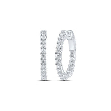 Load image into Gallery viewer, Dazzling Diamond Brilliance: 10kt White Gold Inside Outside Hoop Earrings Top view from the 10Kt White Gold Womens Round Diamond Inside Outside Hoop Earrings 1 1 2 Cttwpin214157 collection by Splendid Jewellery