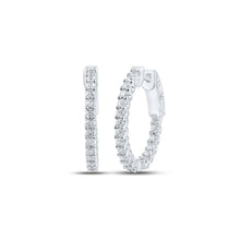 Load image into Gallery viewer, Sparkling Brilliance: 10kt White Gold Diamond Inside Outside Hoop Earrings Top view from the 10Kt White Gold Womens Round Diamond Inside Outside Hoop Earrings 1 Cttwpin214155 collection by Splendid Jewellery