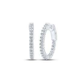 Sparkling Brilliance: 10kt White Gold Diamond Inside Outside Hoop Earrings Top view from the 10Kt White Gold Womens Round Diamond Inside Outside Hoop Earrings 1 Cttwpin214155 collection by Splendid Jewellery