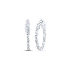Diamond Elegance: 10kt White Gold Inside Outside Hoop Earrings Top view from the 10Kt White Gold Womens Round Diamond Inside Outside Hoop Earrings 1 2 Cttwpin212945 collection by Splendid Jewellery