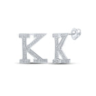 10kt White Gold Womens Round Diamond K Initial Letter Earrings 1/6 Cttw | Personalized Brilliance Top view from the 10Kt White Gold Womens Round Diamond K Initial Letter Earrings 1 6 Cttwpin217663 collection by Splendid Jewellery