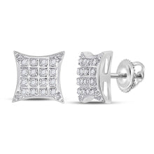 Load image into Gallery viewer, Sparkling Diamond Kite Square Earrings in 10kt White Gold Top view from the 10Kt White Gold Womens Round Diamond Kite Square Earrings 1 10 Cttwpin229961 collection by Splendid Jewellery