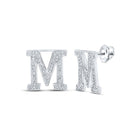 10kt White Gold Womens Round Diamond M Initial Letter Earrings 1/4 Cttw | Personalized Brilliance Top view from the 10Kt White Gold Womens Round Diamond M Initial Letter Earrings 1 5 Cttwpin215005 collection by Splendid Jewellery