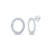 Load image into Gallery viewer, Splendid Jewellery 10kt White Gold Round Diamond O Initial Letter Earrings Top view from the 10Kt White Gold Womens Round Diamond O Initial Letter Earrings 1 8 Cttwpin215006 collection by Splendid Jewellery
