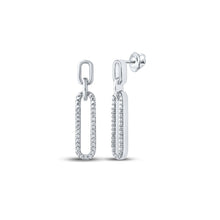 Load image into Gallery viewer, Splendid Jewellery 10kt White Gold Womens Round Diamond Oblong Dangle Earrings 1/5 Cttw - A Radiant Affair Top view from the 10Kt White Gold Womens Round Diamond Oblong Dangle Earrings 1 5 Cttwpin214099 collection by Splendid Jewellery