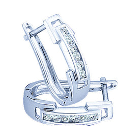 Radiant Brilliance: 10kt White Gold Womens Round Diamond Oblong Hoop Earrings 1/5 Cttw Top view from the 10Kt White Gold Womens Round Diamond Oblong Hoop Earrings 1 5 Cttwpin41123 collection by Splendid Jewellery