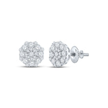 Load image into Gallery viewer, Captivating Cluster Brilliance Earrings Top view from the 10Kt White Gold Womens Round Diamond Octagon Cluster Earrings 7 8 Cttwpin213009 collection by Splendid Jewellery