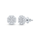 Captivating Cluster Brilliance Earrings Top view from the 10Kt White Gold Womens Round Diamond Octagon Cluster Earrings 7 8 Cttwpin213009 collection by Splendid Jewellery