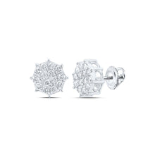 Load image into Gallery viewer, Captivating Octagon Cluster Diamond Earrings in 10kt White Gold Top view from the 10Kt White Gold Womens Round Diamond Octagon Cluster Earrings 7 8 Cttwpin219334 collection by Splendid Jewellery