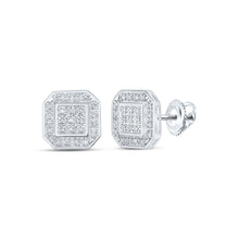 Load image into Gallery viewer, Radiant Octagon Diamond Cluster Earrings in 10kt White Gold Top view from the 10Kt White Gold Womens Round Diamond Octagon Earrings 1 6 Cttwpin217732 collection by Splendid Jewellery