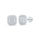 Radiant Octagon Diamond Cluster Earrings in 10kt White Gold Top view from the 10Kt White Gold Womens Round Diamond Octagon Earrings 1 6 Cttwpin217732 collection by Splendid Jewellery