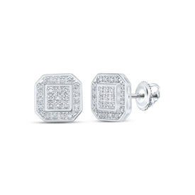 Radiant Octagon Diamond Cluster Earrings in 10kt White Gold Top view from the 10Kt White Gold Womens Round Diamond Octagon Earrings 1 6 Cttwpin217732 collection by Splendid Jewellery