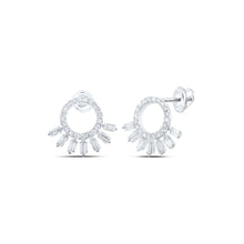 Load image into Gallery viewer, Dazzling Diamond Circle Earrings in 10kt White Gold Top view from the 10Kt White Gold Womens Round Diamond Outline Circle Earrings 1 2 Cttwpin230801 collection by Splendid Jewellery