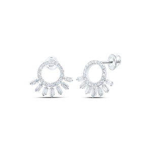 Earrings | 10kt White Gold Womens Round Diamond Outline Circle Earrings 1/2 Cttw | Splendid Jewellery GND