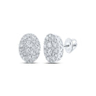 10kt White Gold Diamond Oval Cluster Earrings: Timeless Elegance and Mesmerizing Brilliance Top view from the 10Kt White Gold Womens Round Diamond Oval Cluster Earrings 1 1 5 Cttwpin213512 collection by Splendid Jewellery
