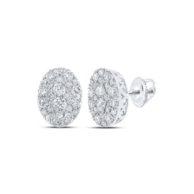 10kt White Gold Diamond Oval Cluster Earrings: Timeless Elegance and Mesmerizing Brilliance Top view from the 10Kt White Gold Womens Round Diamond Oval Cluster Earrings 1 1 5 Cttwpin213512 collection by Splendid Jewellery