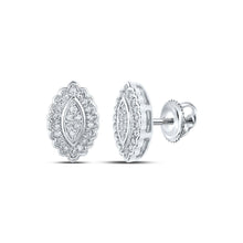 Load image into Gallery viewer, Radiant Brilliance: 10kt White Gold Womens Round Diamond Oval Cluster Earrings 1/5 Cttw Top view from the 10Kt White Gold Womens Round Diamond Oval Cluster Earrings 1 5 Cttwpin217804 collection by Splendid Jewellery