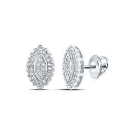 Radiant Brilliance: 10kt White Gold Womens Round Diamond Oval Cluster Earrings 1/5 Cttw Top view from the 10Kt White Gold Womens Round Diamond Oval Cluster Earrings 1 5 Cttwpin217804 collection by Splendid Jewellery