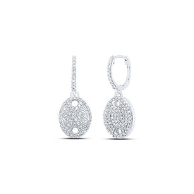 10kt White Gold Sparkling Diamond Oval Dangle Earrings Top view from the 10Kt White Gold Womens Round Diamond Oval Dangle Earrings 1 2 Cttwpin219109 collection by Splendid Jewellery