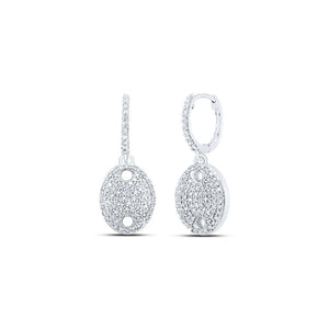 Earrings | 10kt White Gold Womens Round Diamond Oval Dangle Earrings 1/2 Cttw | Splendid Jewellery GND
