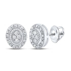 Dazzling 10kt White Gold Diamond Oval Earrings Top view from the 10Kt White Gold Womens Round Diamond Oval Cluster Earrings 1 10 Cttwpin289486 collection by Splendid Jewellery