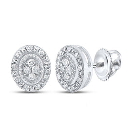 Dazzling 10kt White Gold Diamond Oval Earrings Top view from the 10Kt White Gold Womens Round Diamond Oval Cluster Earrings 1 10 Cttwpin289486 collection by Splendid Jewellery