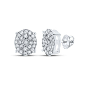 10kt White Gold Oval Diamond Earrings: Captivating Elegance in White Gold Top view from the 10Kt White Gold Womens Round Diamond Oval Earrings 1 2 Cttwpin281754 collection by Splendid Jewellery