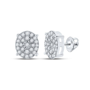 Earrings | 10kt White Gold Womens Round Diamond Oval Earrings 1/2 Cttw | Splendid Jewellery GND