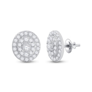 Earrings | 10kt White Gold Womens Round Diamond Oval Earrings 1/3 Cttw | Splendid Jewellery GND