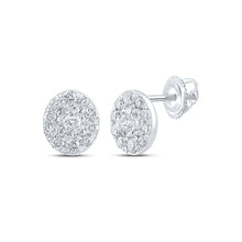 Load image into Gallery viewer, Splendid Jewellery 10kt White Gold Diamond Oval Earrings Top view from the 10Kt White Gold Womens Round Diamond Oval Earrings 1 3 Cttwpin288274 collection by Splendid Jewellery