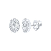 Load image into Gallery viewer, Dazzling Oval Diamond Earrings - 10kt White Gold Sparkle Top view from the 10Kt White Gold Womens Round Diamond Oval Earrings 1 5 Cttwpin213526 collection by Splendid Jewellery