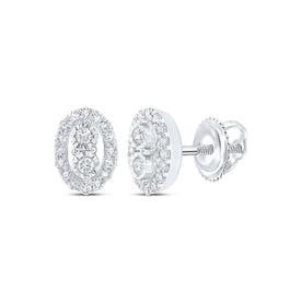 Dazzling Oval Diamond Earrings - 10kt White Gold Sparkle Top view from the 10Kt White Gold Womens Round Diamond Oval Earrings 1 5 Cttwpin213526 collection by Splendid Jewellery