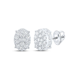 Splendid Jewellery 10kt White Gold Oval Diamond Earrings - Dazzling Brilliance Collection Top view from the 10Kt White Gold Womens Round Diamond Oval Earrings 7 8 Cttwpin219339 collection by Splendid Jewellery