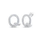 10kt White Gold Womens Round Diamond Q Initial Letter Earrings 1/6 Cttw - Personalized Sparkling Elegance Top view from the 10Kt White Gold Womens Round Diamond Q Initial Letter Earrings 1 6 Cttwpin215028 collection by Splendid Jewellery