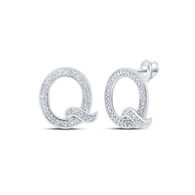 10kt White Gold Womens Round Diamond Q Initial Letter Earrings 1/6 Cttw - Personalized Sparkling Elegance Top view from the 10Kt White Gold Womens Round Diamond Q Initial Letter Earrings 1 6 Cttwpin215028 collection by Splendid Jewellery