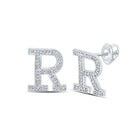 Personalized Brilliance: 10kt White Gold Womens Round Diamond R Initial Letter Earrings 1/6 Cttw Top view from the 10Kt White Gold Womens Round Diamond R Initial Letter Earrings 1 6 Cttwpin215029 collection by Splendid Jewellery