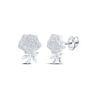 Exquisite Rose Blossom Diamond Earrings Top view from the 10Kt White Gold Womens Round Diamond Rose Flower Earrings 1 3 Cttwpin219158 collection by Splendid Jewellery