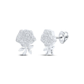 Exquisite Rose Blossom Diamond Earrings Top view from the 10Kt White Gold Womens Round Diamond Rose Flower Earrings 1 3 Cttwpin219158 collection by Splendid Jewellery