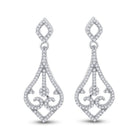 Scrolling Brilliance: 10kt White Gold Diamond Teardrop Dangle Earrings Top view from the 10Kt White Gold Womens Round Diamond Scroll Teardrop Dangle Earrings 1 3 Cttwpin61462 collection by Splendid Jewellery
