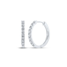 Load image into Gallery viewer, Sparkling Diamond Delight Hoop Earrings Top view from the 10Kt White Gold Womens Round Diamond Single Row Hoop Earrings 1 2 Cttwpin229529 collection by Splendid Jewellery