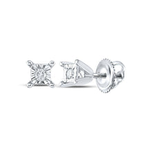 Load image into Gallery viewer, Splendid Brilliance: 10kt White Gold Womens Round Diamond Solitaire Earrings Top view from the 10Kt White Gold Womens Round Diamond Solitaire Earrings 1 20 Cttwpin82546 collection by Splendid Jewellery