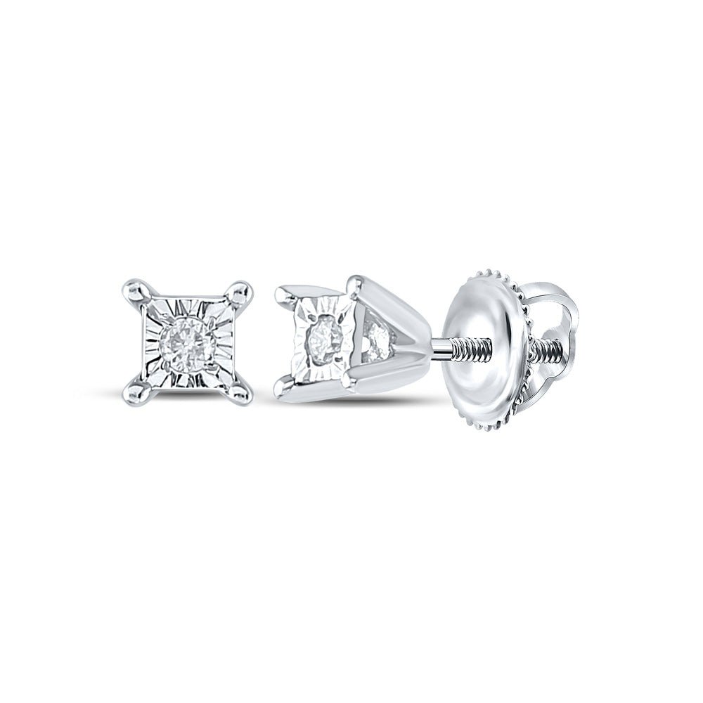 Earrings | 10kt White Gold Womens Round Diamond Solitaire Earrings 1/20 Cttw | Splendid Jewellery GND